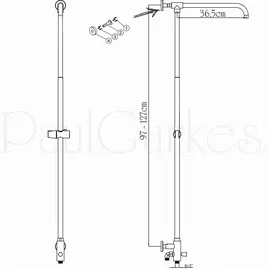 PaulGurkes Aufputz Regendusche Brausegarnitur eckig 40cm XXL Dusch Set
