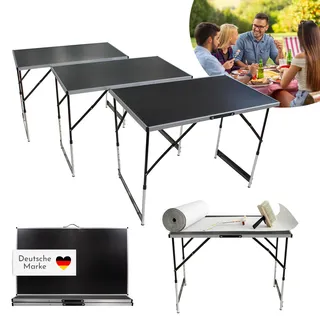 Lemodo Campingtisch klappbar, Tapeziertisch 3-teilig 100x60 cm, Multifunktionstisch höhenverstellbar, Partytisch, Profi-Tapeziertisch Mehrzwecktisch Malertisch Flohmarkttisch, bis 30 kg belastbar