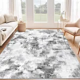 SHACOS Teppich Wohnzimmer 160x230 cm, Retro Abstrakt Kurzflor Waschbarer Teppich Schlafzimmer, Weich Wohnzimmerteppich Modern rutschfest Carpet für Living Room, Esszimmer, Büro, Grau