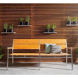 Bank Alabama - 146 cm, Teak rustikal, Edelstahlgestell