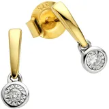 Diamonds by Ellen K. Ohrstecker 375 Gold zweifarbig 2x Brillant 0,03ct. gelb, weiß