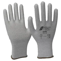 Nitras ESD-Handschuhe, Nylon-Carbon-Strick-Handschuh 6230UC-7 , 1 Packung = 12 Paar, Größe M (7)