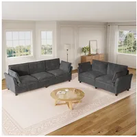 STILVORA Schlafsofa 5-Sitzer-Relaxsofa mit Kissen Chenille-Wohnzimmersofa in Grau grau