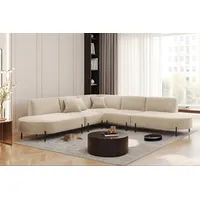 Fun Möbel Ecksofa Designersofa VALENCIA Stoff Quelle Beige Universal