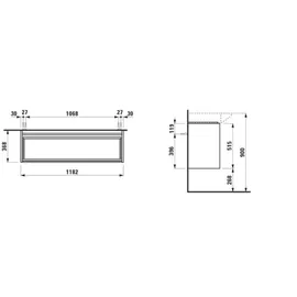 Laufen Waschtischunterschrank 2 Schubladen 118,2 x 51,5 cm Grau Matt