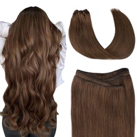 Tressen Extensions Echthaar 35 cm Haartressen Echthaar Double Weft Sew in Hair Extensions schokoladenbraun Bündelt Menschliches Haar Remy Tressen Extensions Unsichtbares #4 80g (Tressen#4-14zoll)