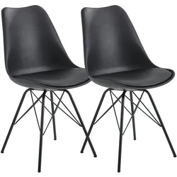 Kadima Design Skandinavische Esszimmerstühle, 2er Set. Schwarz, Material: Kunststoff, 58x48x86 cm