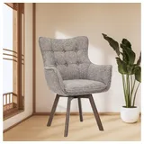 LebensWohnArt Stuhl Drehbarer Stuhl ODIN taupe Strukturstoff Eichenholz Gestell