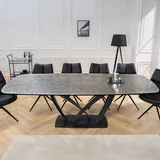 riess-ambiente Ausziehbarer Esstisch PAPILLON 180-260cm graphit Keramik Marmor schwarz Metall Esszimmertisch Tisch Konferenztisch - Grau