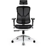 Diablo Chairs Diablo V-Basic Bürostuhl Ergonomisch Schreibtischstuhl Drehstuhl mit integrierter Lendenwirbelstütze 3D Armlehnen Verstellbare Kopfstütze Wippfunktion Höhenverstellbar (weiß/schwarz)