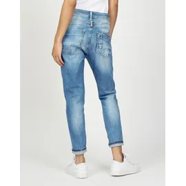 Gang Relax-fit-Jeans "94AMELIE CROPPED", Damen, Gr. 25, Normalgrößen, blau (azure blau destroy), 90% Baumwolle, 4% Elasthan, 6% Polyester, unifarben, relaxed fit lang, Jeans, im 5-Pocket-Style