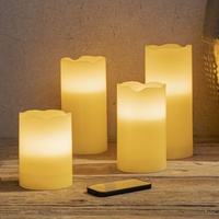 LED Kerze mit Flacker Effekt - 4er Set - Advents Deko künstlich Fernbedienung
