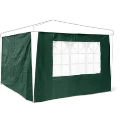 Relaxdays Pavillon-Seitenteile 2er Set, 3x3m, mit Fenster, Klettverschluss, Wind- & Sichtschutz, für Garten, grün