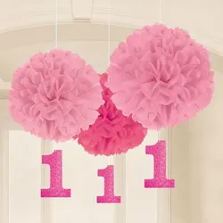 Puff Ball Deko 1. Geburtstag Mädchen