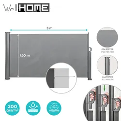 WellHome - 3m Terrassenmarkise aus Polyestergewebe und Aluminiumgehäuse