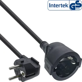 InLine Strom-Verlängerung Schutzkontakt Stecker gewinkelt / Buchse, schwarz, 1m,