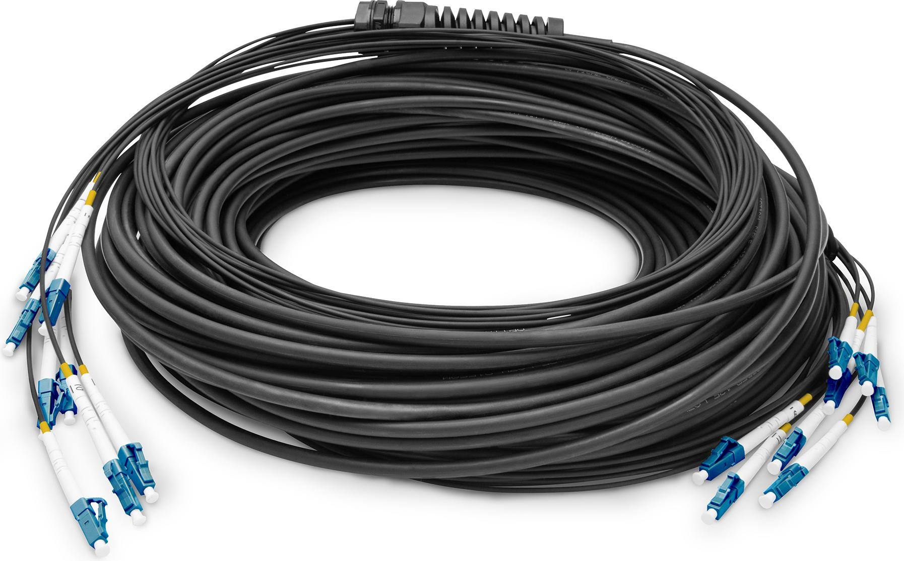 Digitus Vorkonfektionierte Glasfaser Universal Breakout Kabel, Multimode OS2, 8 Fasern, LC/UPC - LC/UPC (LSOH, 50 m), Netzwerkkabel