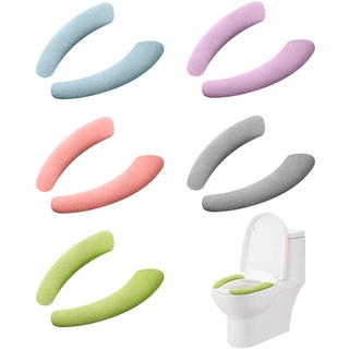 PFLYPF 5 Paar Toilettensitz-Aufkleber, selbstklebend, für Toilettensitze, für Zuhause, Toiletten, waschbar, wiederverwendbar, 5 Farben