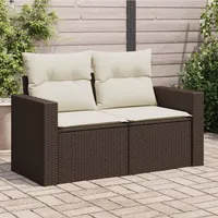 Festnight Gartensofa mit Stauraum Rattan Sofa 2 Sitzer Lounge Sofa Outdoor Sitzecke Balkon Sofa 2er Rattansofa 110 cm Balkon Lounge Klein Couch Gartenlounge Polyrattan Balkonmöbel Gartenmöbel