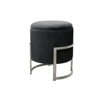 Akord Pouf mit Stauraum Samtstoff Ø 40 cm Schwarz