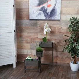 Mendler Pflanzregal T275 65 x 108 x 15 cm Grau-Braun