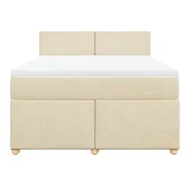 vidaXL Boxspringbett mit Matratze Creme 140x190 cm Stoff