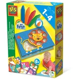 SES Creative 14404 Meine ersten Wachsmalstifte-Tierkarten, diverse Farben