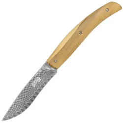 Herbertz Folding Knife Damast Steel Blade, Olive wood 53022