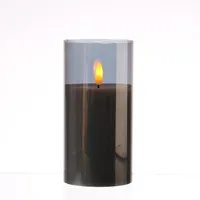 MARELIDA LED Kerze Windlicht 15 cm grau