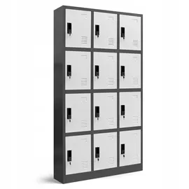 Jan Nowak Schließfachschrank Metall 90x185x40 cm Weiß/Anthrazit