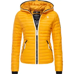Steppjacke NAVAHOO "Kimuk Prc", Damen, Gr. M (38), gelb, Oberstoff: 100% Nylon, Futter: 100% Polyester, Wattierung: 100% Polyester, Ärmelfutter: 100% Polyester, casual, figurbetont hüftlang, Langarm Ärmel ohne Ärmelschlitz Rippstrickbündchen kontrastfarben, Jacken, leichte Übergangsjacke mit Kapuze