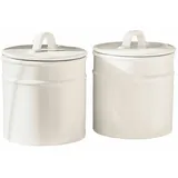 Loberon Vorratsdose 2er Set Civelox Handbemalt, Schlichtes Design, Luftdichter Verschluss, Lichtgeschützte Aufbewahrung, Küchenzubehör, Porzellan, weiß