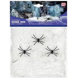 Magni Deko Spinnennetz 50 g mit 3 Spinnen Weiß