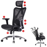 MCW Bürostuhl MCW-J87, Schreibtischstuhl, ergonomisch verstellbare Armlehne 150kg belastbar Bezug schwarz, Gestell schwarz