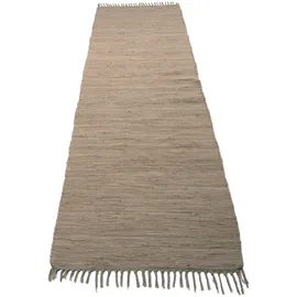 carpetfine Kelim Chindi uni Wendeteppich 60 x 180 cm Grau