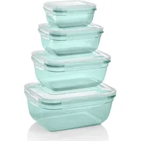 GRIZZLY Frischhaltedosen Set rechteckig mint 4-teilig 0,4 l, 0,8 l, 1,4 l, 2,3 l
