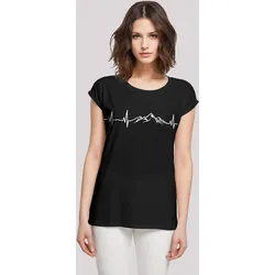 T-Shirt F4NT4STIC "Herzschlag Berge Wandern", Damen, Gr. XS, schwarz, Obermaterial: 100% Baumwolle, casual, regular fit, Rundhals, Kurzarm ohne Bündchen, Shirts, Premium Qualität