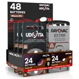 48 Hörgerätebatterien Größe 312 PR41 (Braun) Zink-Luft Hearing Evolution mit Phono-Pulse-Technologie - 48 Batterien: 24 Udivita + 24 Rayovac