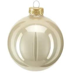 Weihnachtskugel, 6er Set , creme , Glas, Aluminium