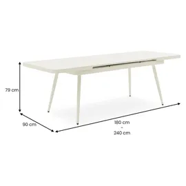 Idimex Gartenmöbel Set SUNNY mit ausziehbarem Esstisch und 8 Stühlen, Esstisch Gestell aus Alu in weiß, Seilbespannung der Stühle in beige, Essgruppe ... - Weiß