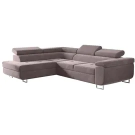 kaiser möbel Ecksofa mit schlaffunktion und bettkasten, Eckcouch ATOM VIOLETT Links - Violett