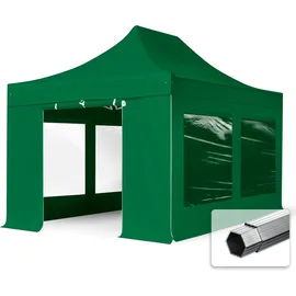 TOOLPORT Faltpavillon 3 x 4,5 m inkl. 4 Seitenteile Dunkelgrün
