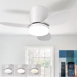 Geräuschloser Deckenventilator Mit Fernbedienung, Kleiner Deckenventilator Mit Integrierter Beleuchtung, Designer-deckenventilator Mit Beleuchtung Fürs Schlafzimmer, Reversibler Gleichstrommotor, 6 Ge