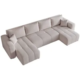idohome Wohnlandschaft Velours 7-Sitzer Hellgrau