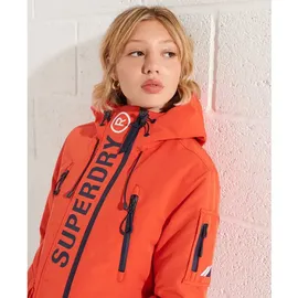 Superdry Damen. Ultimate SD-Windcheater mit Kapuze Kräftiges Orange/Kräftiges Marineblau 38 - 38