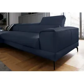 W.Schillig Eckcouch Leder L-Form 3-Sitzer Blau