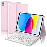 IVEOPPE Tastatur iPad 10. Generation, iPad 10 Hülle mit Tastatur 10,9 Zoll 2022, Magnetisch Abnehmbare Bluetooth QWERTZ Hülle Tastatur für iPad 10 Generation, Rose Gold