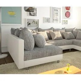 DeLife Wohnlandschaft Clovis Weiss Hellgrau Modulsofa Armlehne - Grau/Hellgrau