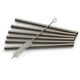 Echtwerk Trinkhalme Small 7tlg aus Edelstahl inkl. Reinigungsbürste, Black-Edition, Wiederverwendbar, Unzerbrechlich, BPA-frei, Trinkhalme für Cocktails, Longdrinks, Smoothies