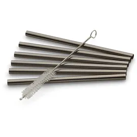 Echtwerk Trinkhalme Small 7tlg aus Edelstahl inkl. Reinigungsbürste, Black-Edition, Wiederverwendbar, Unzerbrechlich, BPA-frei, Trinkhalme für Cocktails, Longdrinks, Smoothies